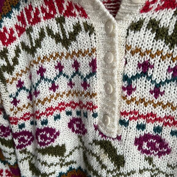 Vintage Henley Style Floral Wool Knit Sweater Size Woman’s Small 17x27 - Picture 4 of 7